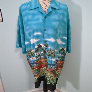 Mens Memo's World Wide Hawaiian Style Short Sleeve Shirt Hawai large beach class